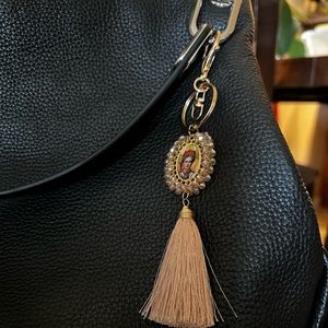 Frida Kahlo Mexican Art keychain charm purse key decor gold ring